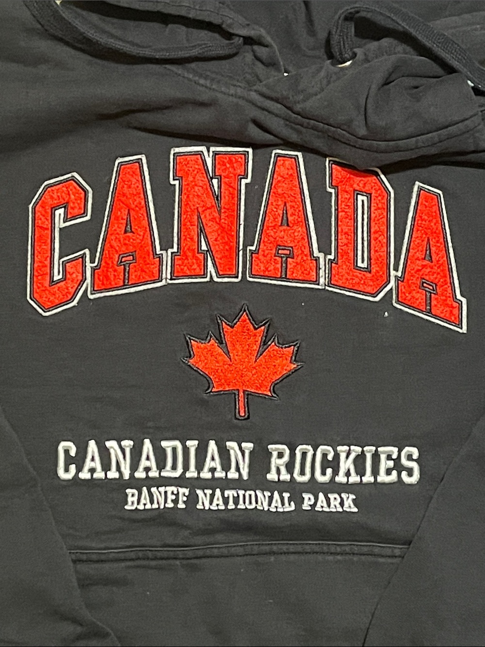 Canada Canadian Rockies Black Hoodie with Red Appliqué